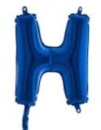 h harfi mavi folya balon 14 inc 38 cm