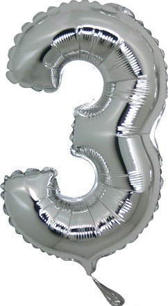 uc gri gumus rakam numara balon 14 inc folyo balon